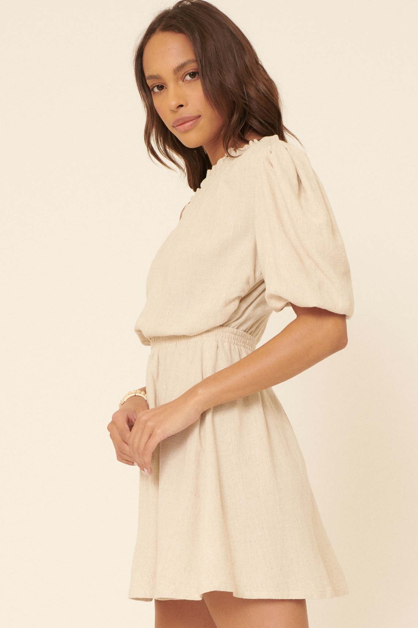 After All One-Shoulder Puff-Sleeve Mini Dress - ShopPromesa