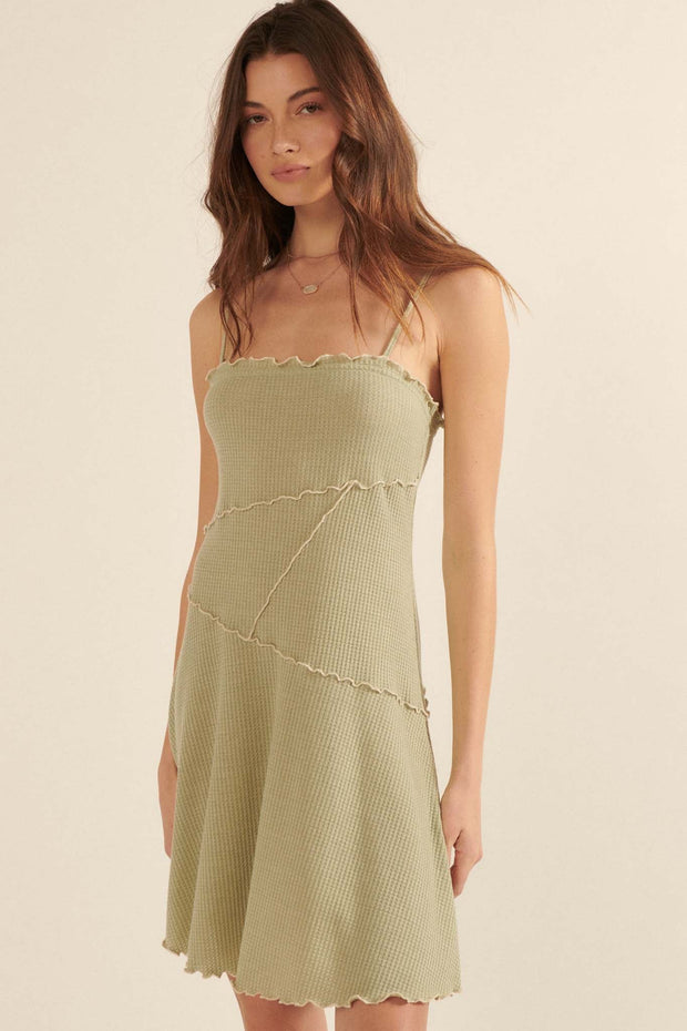 Sew It Seams Exposed-Seam Waffle Knit Mini Dress - ShopPromesa