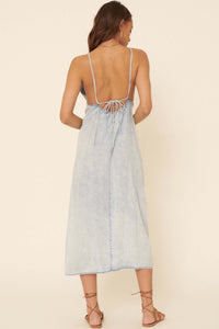 Summer Kiss Acid-Wash Denim Cutout Midi Dress - ShopPromesa