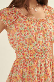 Flutter By Ruffled Floral Chiffon Mini Dress - ShopPromesa
