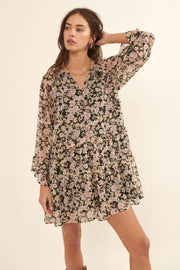 Floral Frolic Ruffled Chiffon Babydoll Mini Dress - ShopPromesa