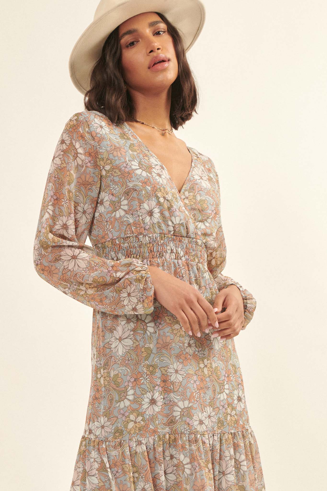 Cherished Blooms Floral Chiffon Prairie Dress - ShopPromesa