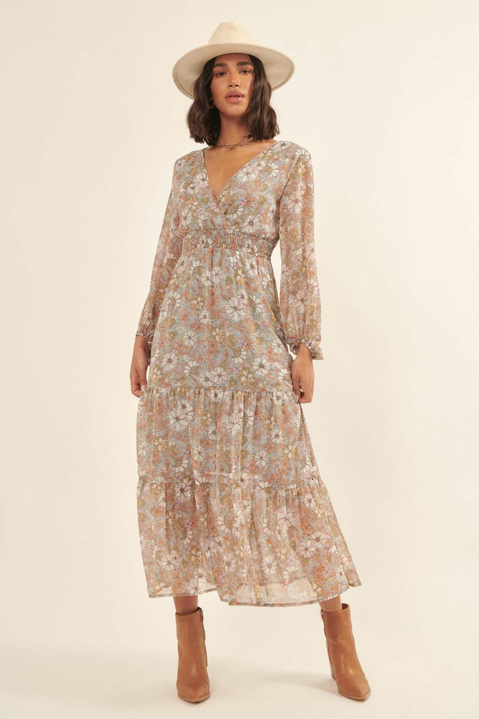 Cherished Blooms Floral Chiffon Prairie Dress - ShopPromesa