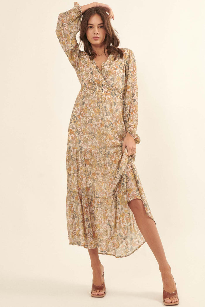 Cherished Blooms Floral Chiffon Prairie Dress - ShopPromesa