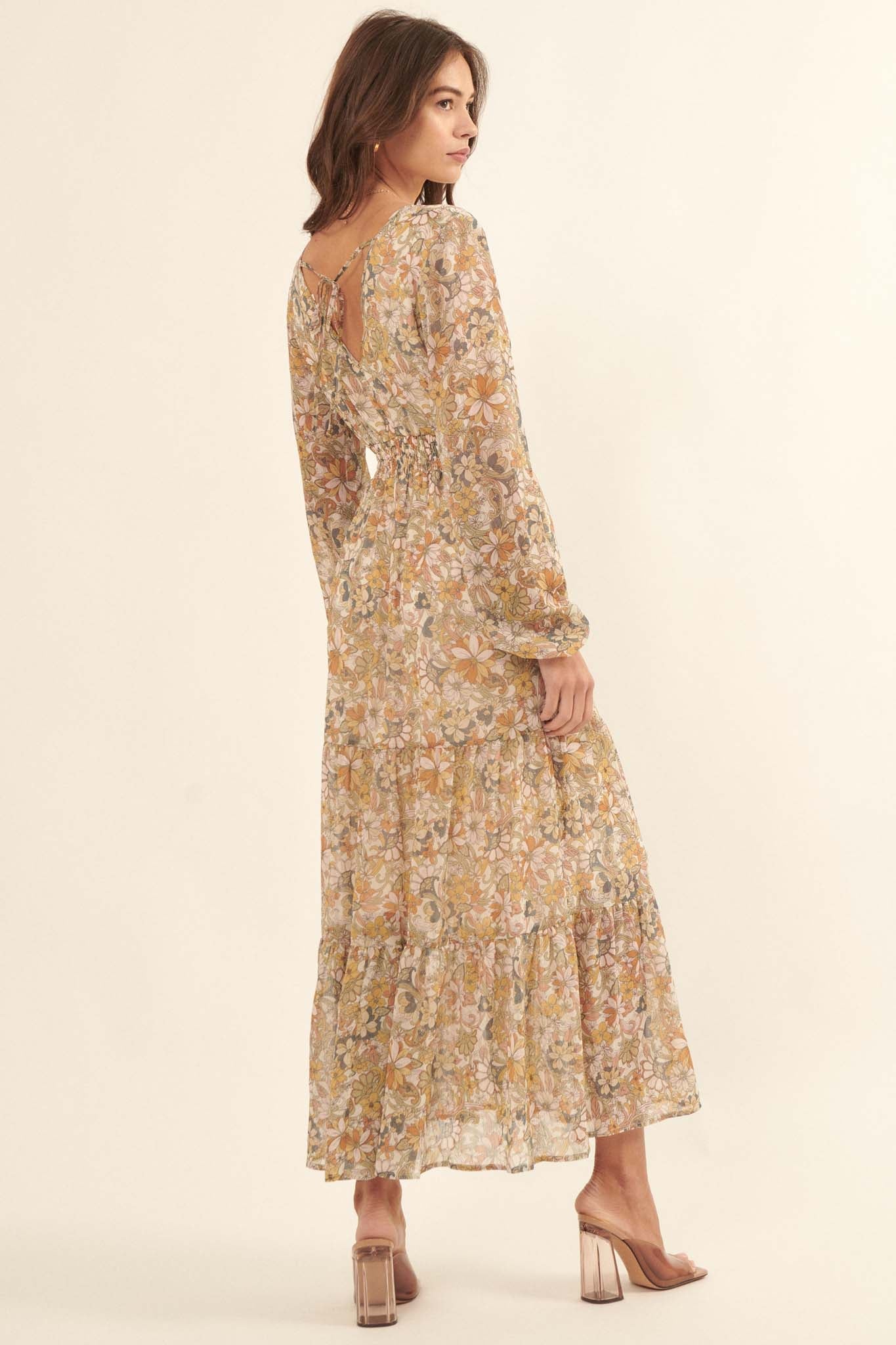 Cherished Blooms Floral Chiffon Prairie Dress - ShopPromesa