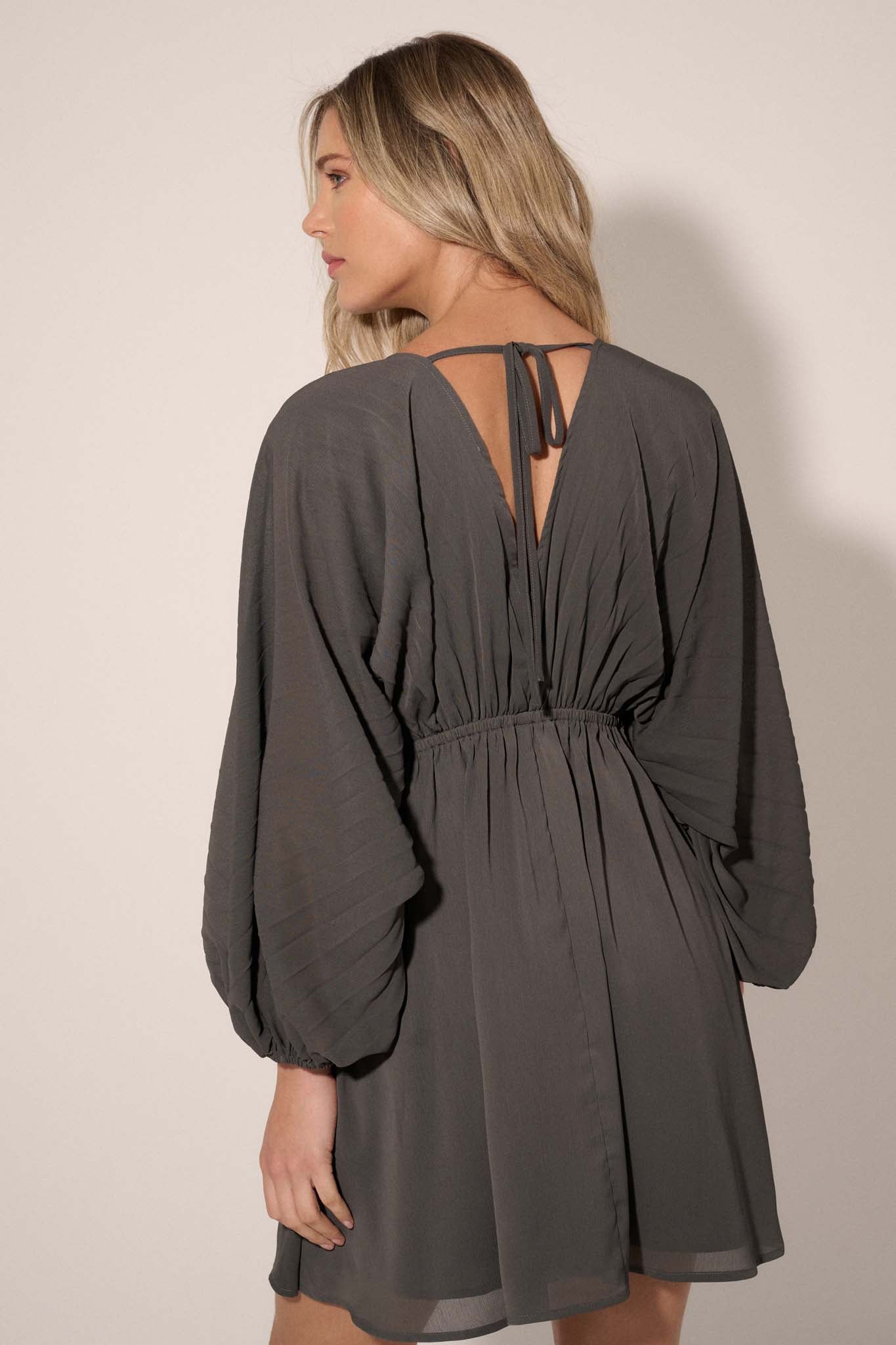 Fluid Harmony Accordion Pleated Kimono Mini Dress - ShopPromesa