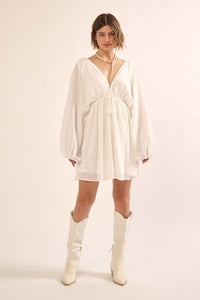 Ripple Effect Accordion Pleated Kimono Mini Dress - ShopPromesa