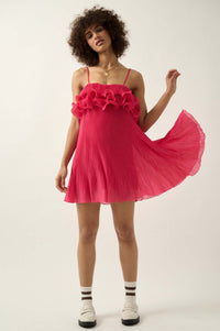 Fan Favorite Ruffled Accordion Pleated Mini Dress - ShopPromesa