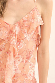 Celestial Garden Floral Chiffon Ruffled Maxi Dress - ShopPromesa