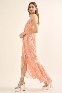 Celestial Garden Floral Chiffon Ruffled Maxi Dress - ShopPromesa