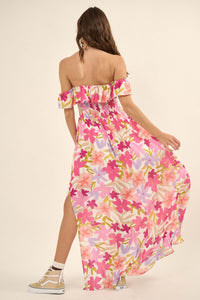 Tropical Blossoms Off-Shoulder Floral Maxi Dress - ShopPromesa