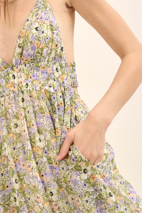 Magical Meadow Floral Chiffon Open-Back Maxi Dress - ShopPromesa