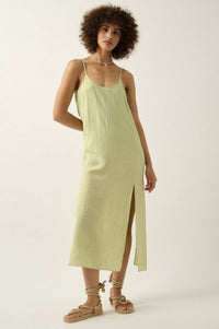 Carefree Spirit Textured Crepe Midi Slip Dress - ShopPromesa