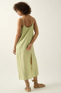 Carefree Spirit Textured Crepe Midi Slip Dress - ShopPromesa