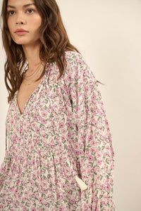 Honeysuckle Rose Floral Midi Prairie Dress - ShopPromesa