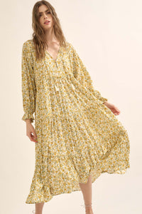 Honeysuckle Rose Floral Midi Prairie Dress - ShopPromesa