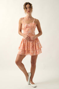 Blossoming Dreams Floral Chiffon Ruffled Mini Dress - ShopPromesa