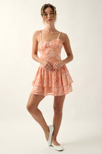 Blossoming Dreams Floral Chiffon Ruffled Mini Dress - ShopPromesa