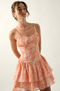 Blossoming Dreams Floral Chiffon Ruffled Mini Dress - ShopPromesa