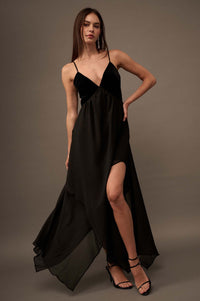 Last Dance Velvet and Glitter Gauze Maxi Dress - ShopPromesa