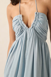 Blue Bayou Denim Halter Maxi Dress - ShopPromesa