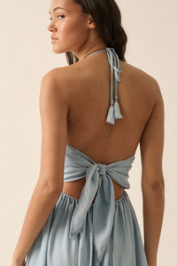 Blue Bayou Denim Halter Maxi Dress - ShopPromesa