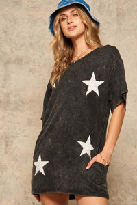 Space Cadet Star-Print Graphic T-Shirt Mini Dress - ShopPromesa