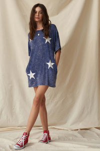 Space Cadet Star-Print Graphic T-Shirt Mini Dress - ShopPromesa