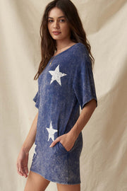 Space Cadet Star-Print Graphic T-Shirt Mini Dress - ShopPromesa