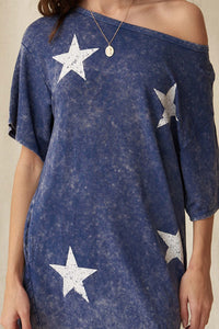 Space Cadet Star-Print Graphic T-Shirt Mini Dress - ShopPromesa