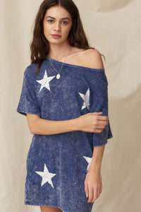 Space Cadet Star-Print Graphic T-Shirt Mini Dress - ShopPromesa