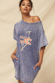 Take It Eazy Vintage-Wash Graphic T-Shirt Dress - ShopPromesa