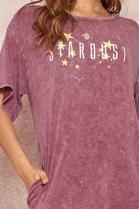 Stardust Vintage-Wash Graphic T-Shirt Mini Dress - ShopPromesa