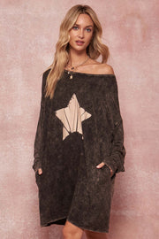 Superstar Long-Sleeve Graphic T-Shirt Mini Dress - ShopPromesa