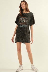 Radiate Positivity Graphic T-Shirt Mini Dress - ShopPromesa