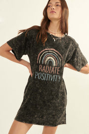 Radiate Positivity Graphic T-Shirt Mini Dress - ShopPromesa