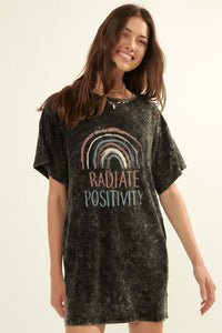 Radiate Positivity Graphic T-Shirt Mini Dress - ShopPromesa