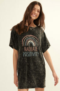 Radiate Positivity Graphic T-Shirt Mini Dress - ShopPromesa