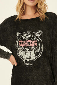 Fierce Vintage Long-Sleeve Graphic T-Shirt Dress - ShopPromesa