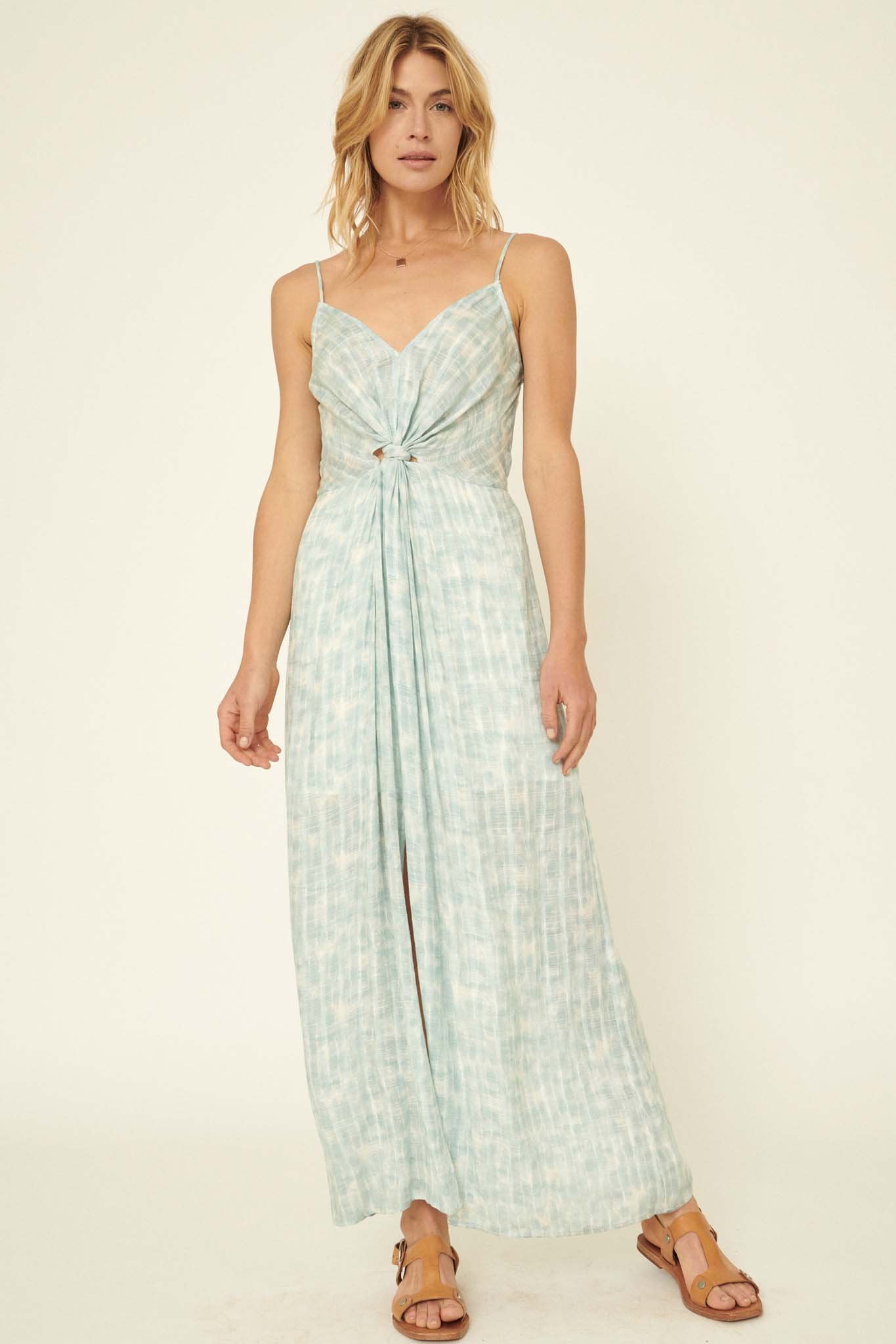 Tidal Flow Knot-Front Tie-Dye Maxi Dress - ShopPromesa