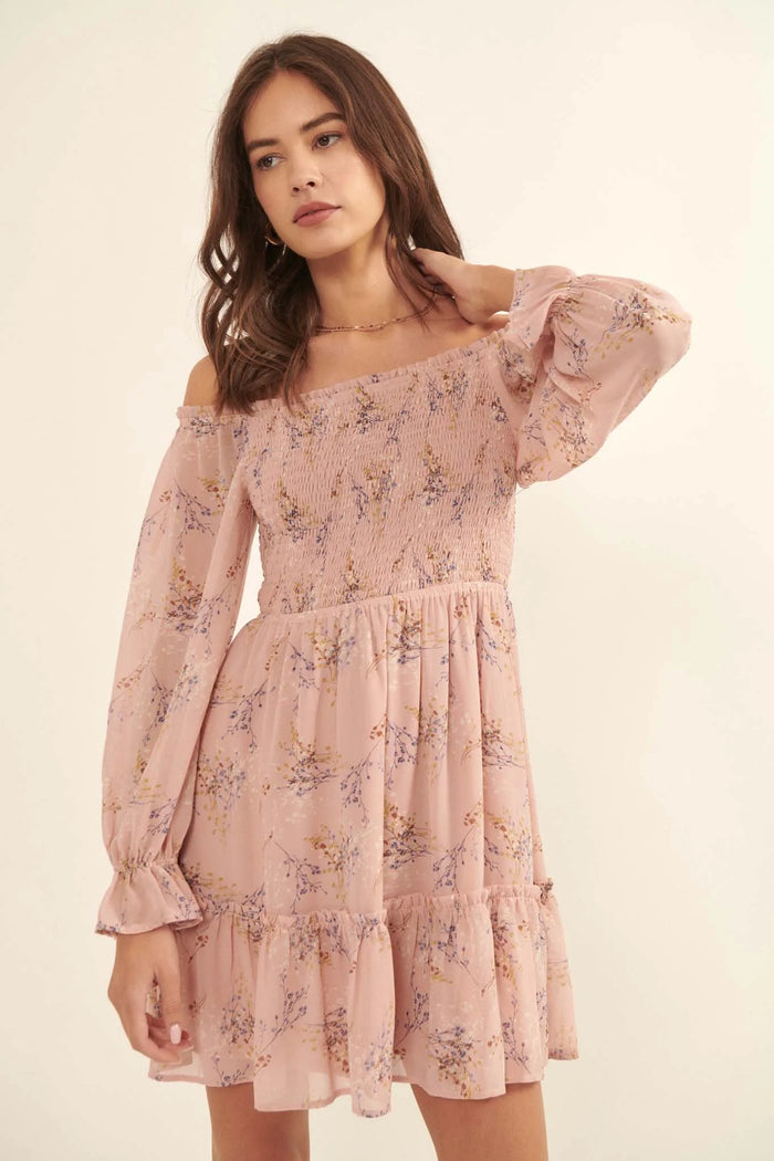 Fresh Cut Off-Shoulder Mini Peasant Dress - ShopPromesa