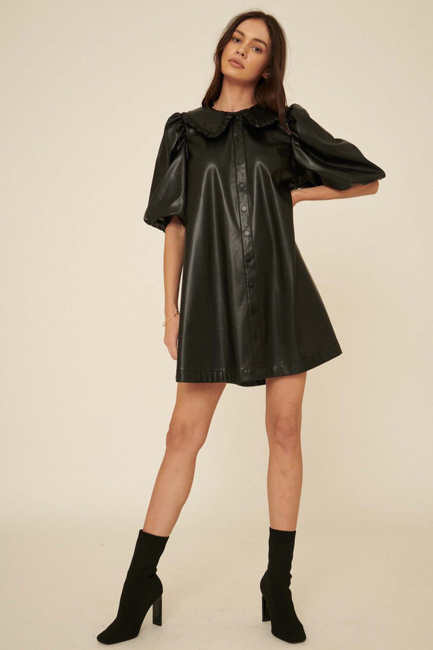 Chelsea Girl Vegan Leather Babydoll Dress - ShopPromesa