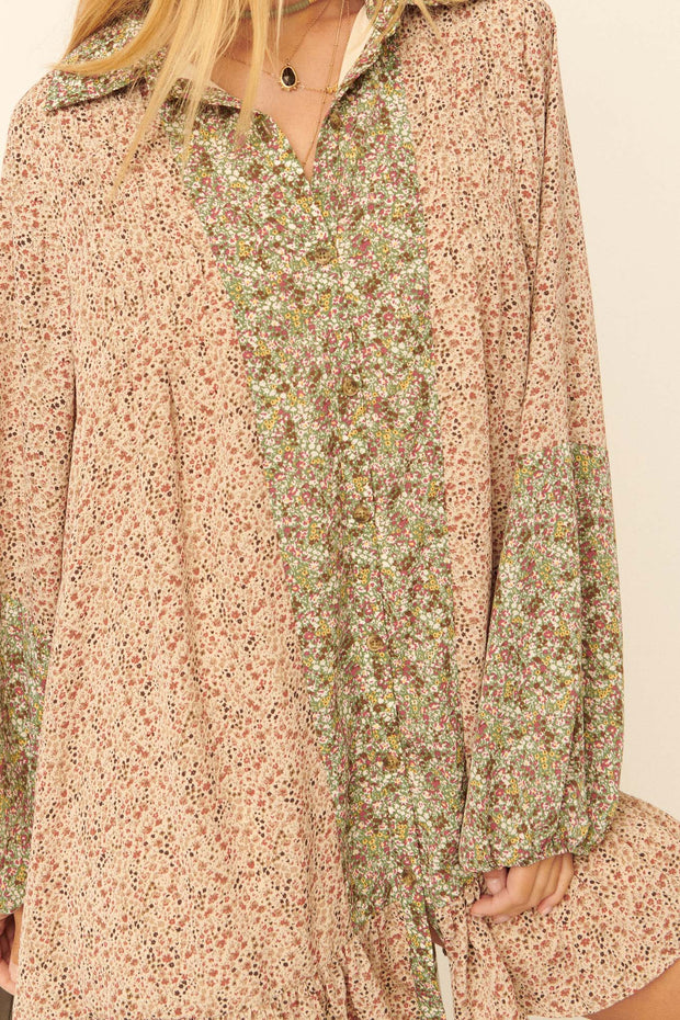 Blushing Blossoms Floral Babydoll Peasant Dress - ShopPromesa