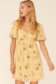 Radiate Joy Floral Swiss Dot Babydoll Dress - ShopPromesa