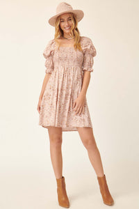 Palace Garden Smocked Floral Babydoll Dress - ShopPromesa