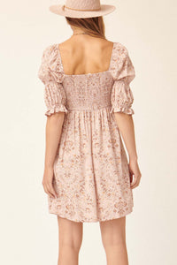 Palace Garden Smocked Floral Babydoll Dress - ShopPromesa