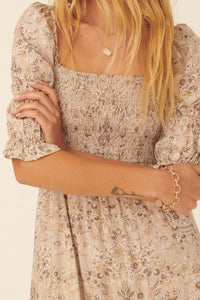 Palace Garden Smocked Floral Babydoll Dress - ShopPromesa