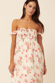 Roses in Bloom Off-Shoulder Floral Maxi Dress - ShopPromesa
