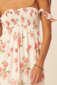 Roses in Bloom Off-Shoulder Floral Maxi Dress - ShopPromesa