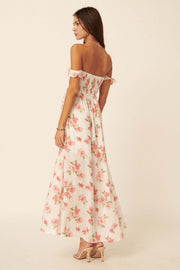 Roses in Bloom Off-Shoulder Floral Maxi Dress - ShopPromesa